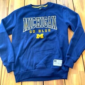Colosseum Collegiate Mens Unisex Blue Yellow Michigan Go Blue Sweatshirt Size Sm